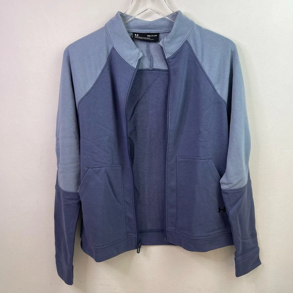 Under Armour Blue Track Top Zip Jacket Loose Fit Pockets Women's Small 42-44 EUC - Picture 5 of 8